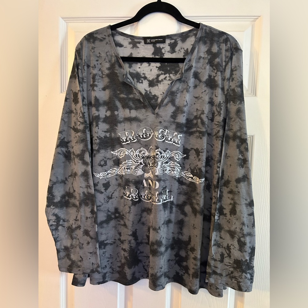 INC International Concepts - 3XL - Black & Grey Rock And Roll Shirt/Top